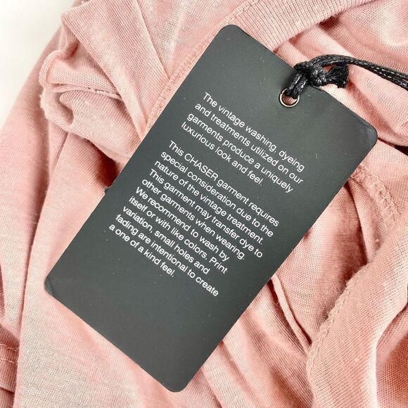 Chaser cold shoulder distressed bell sleeve rose pink top shirt XS - Picture 6 of 12